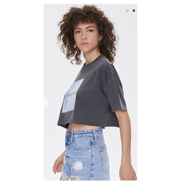 Mark Twain kindness Grey graphic crop top tee shirt short sleeve - Picture 7 of 9